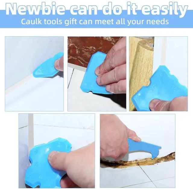 Alt view image 6 of 7 - Caulk Gun Kit Smooths No-drip Silicone Caulking Gun and Caulking Tools, Sealant Tools Grout Scraper For Kitchen Bathroom Sink Joint,With Gift Box Works 10OZ Tubes blue