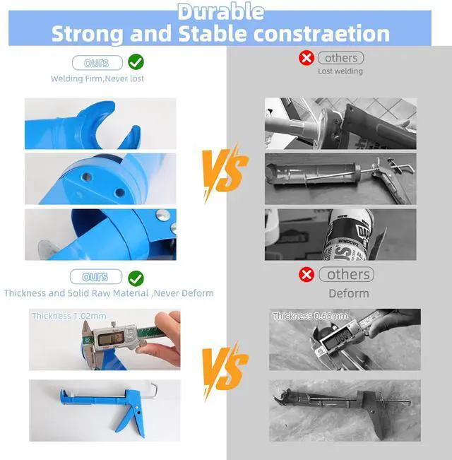Alt view image 3 of 7 - Caulk Gun Kit Smooths No-drip Silicone Caulking Gun and Caulking Tools, Sealant Tools Grout Scraper For Kitchen Bathroom Sink Joint,With Gift Box Works 10OZ Tubes blue
