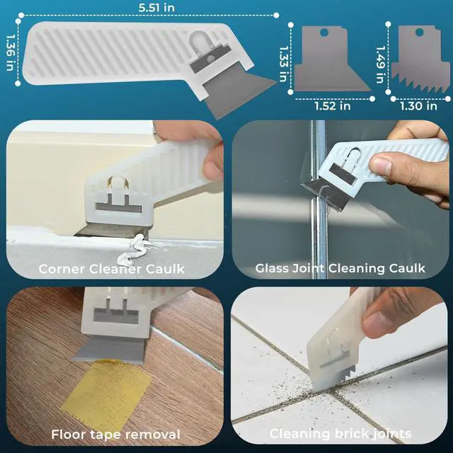 Alt view image 5 of 6 - Caulking Tool 3 in 1 Silicone Caulking Grout Removal Sealant Finishing Tool Glass Glue Angle Scraper with Grout Scraper for Kitchen Bathroom Floor, Wall Surface,Window,Sink Joint,Frames Seal