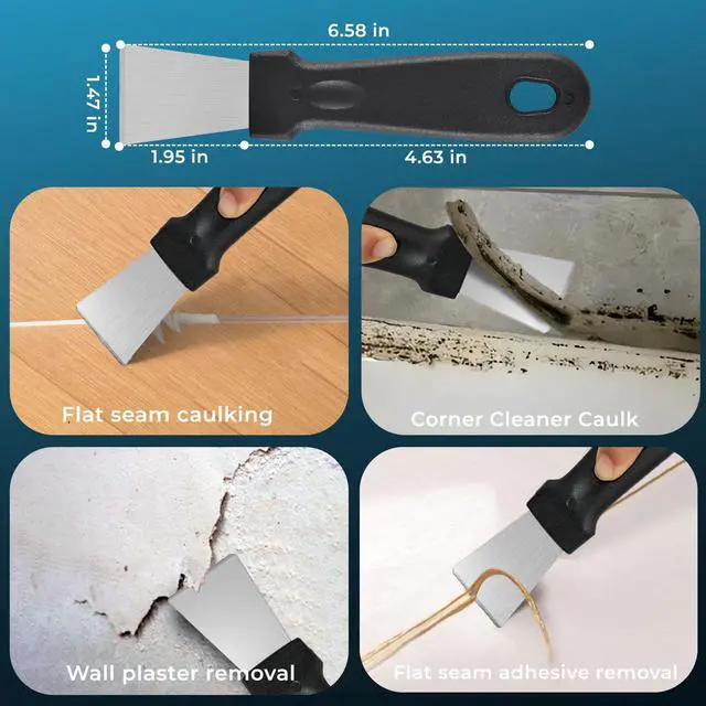 Alt view image 6 of 6 - Caulking Tool 3 in 1 Silicone Caulking Grout Removal Sealant Finishing Tool Glass Glue Angle Scraper with Grout Scraper for Kitchen Bathroom Floor, Wall Surface,Window,Sink Joint,Frames Seal