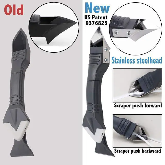 Alt view image 2 of 6 - 3 in 1 Silicone Caulking ToolsStainless Steelhead, Sealant Finishing Tool Grout Scraper, Reuse and Replace 5 Silicone Pads, Great Tools for Kitchen Bathroom Window, Sink Joint