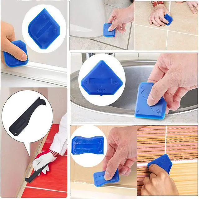 Alt view image 4 of 6 - 3 in 1 Silicone Caulking ToolsStainless Steelhead, Sealant Finishing Tool Grout Scraper, Reuse and Replace 5 Silicone Pads, Great Tools for Kitchen Bathroom Window, Sink Joint