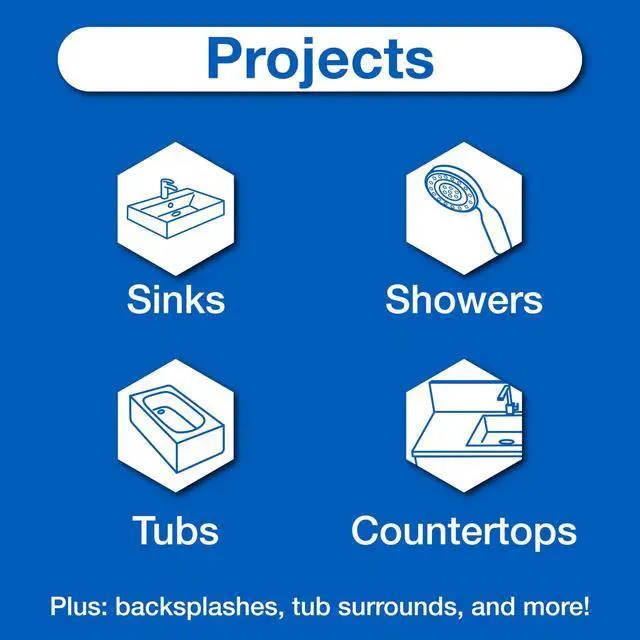 Alt view image 3 of 4 - GE Advanced Silicone Caulk for Kitchen & Bathroom, White, 2.8 fl oz Tube, 1 Pack - 100% Waterproof Silicone Sealant, 5X Stronger Adhesion, Shrink & Crack Proof