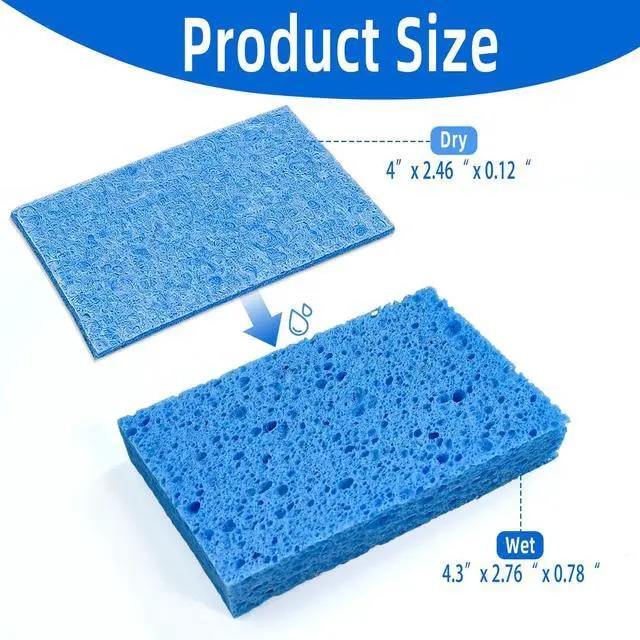 Alt view image 3 of 7 - 8 Pack Cellulose Sponges, Non-Scratch Sponges for Dishes, Scrub Kitchen Sponge for Cleaning, Colorful Compressed Sponge for Bathroom & Household, DIY Cut-Out Crafts