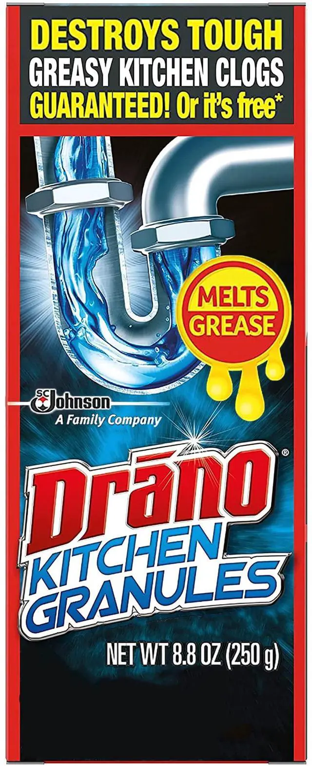 Main image of Drano Kitchen Granules Drain Clog Remover and Cleaner, Unclogs blockage from Grease or Cooking Oil, 8.8 oz