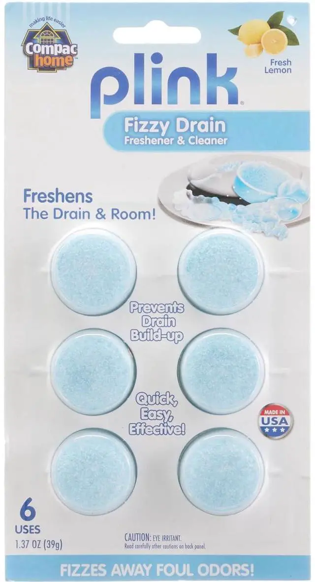 Main image of COMPAC HOME Plink Sink Drain Cleaner and Deodorizer, Air Fresheners for Garbage Disposal, Lemon Scented, Home Accessory Cleaning Products for Kitchen and Clogged Drain, 6 Tablets (Pack of 1)