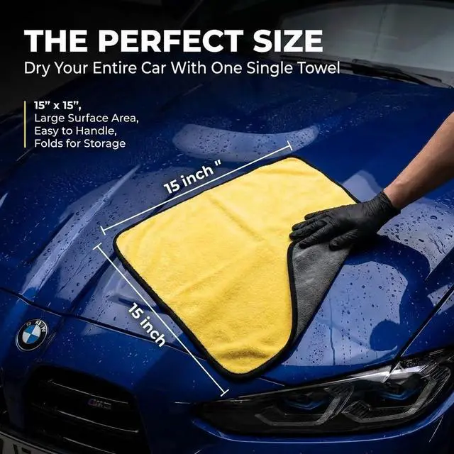 Alt view image 5 of 7 - Microfiber Towels for Cars - 15.7" x 15.7" inches, Highly Absorbent Professional Grade Drying Towel Set for Superior Cleaning and Drying Performance - Car Drying & Kitchen Towel - Pack of 3