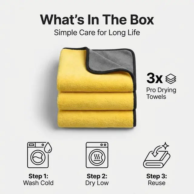 Alt view image 7 of 7 - Microfiber Towels for Cars - 15.7" x 15.7" inches, Highly Absorbent Professional Grade Drying Towel Set for Superior Cleaning and Drying Performance - Car Drying & Kitchen Towel - Pack of 3