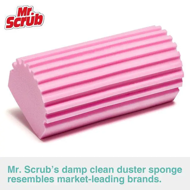 Alt view image 2 of 6 - 4 Pack Damp Dusting Sponge Duster, Pink Dust Cleaning Sponge, Reusable Household Cleaning Sponge Tool for Blinds, floorboards, Fan Blades, Vents, Glass, Railings, Mirrors