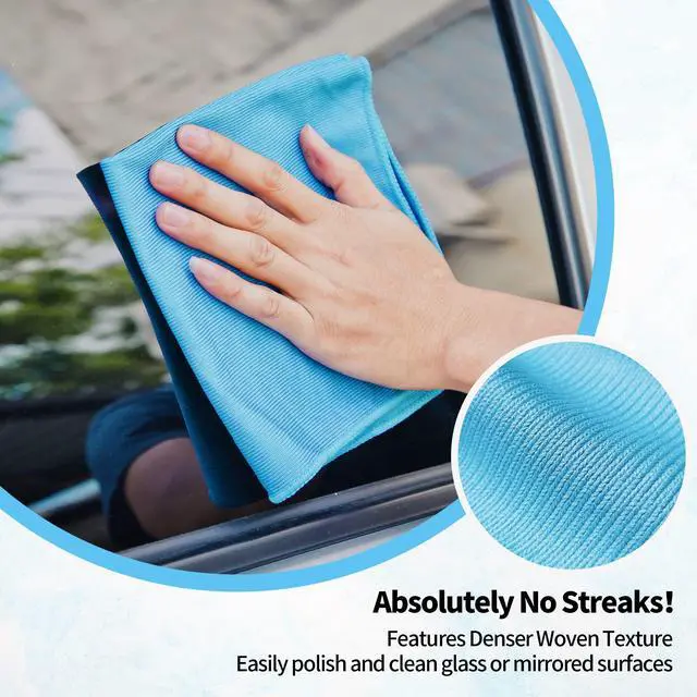 Alt view image 2 of 7 - HOMERHYME Microfiber Glass Cleaning Cloth - 10 Pack Polishing Cloths, 16" x 14" Window Cleaning Towel, Streak Free, Lint Free, Great for All Delicate Surface, Glasses, Stainless Steel, Windshield.