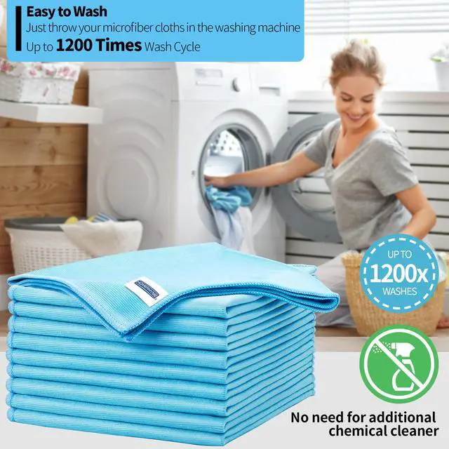 Alt view image 5 of 7 - HOMERHYME Microfiber Glass Cleaning Cloth - 10 Pack Polishing Cloths, 16" x 14" Window Cleaning Towel, Streak Free, Lint Free, Great for All Delicate Surface, Glasses, Stainless Steel, Windshield.