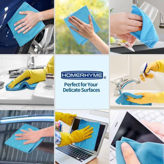 Alt view image 6 of 7 - HOMERHYME Microfiber Glass Cleaning Cloth - 10 Pack Polishing Cloths, 16" x 14" Window Cleaning Towel, Streak Free, Lint Free, Great for All Delicate Surface, Glasses, Stainless Steel, Windshield.