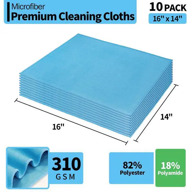 Alt view image 7 of 7 - HOMERHYME Microfiber Glass Cleaning Cloth - 10 Pack Polishing Cloths, 16" x 14" Window Cleaning Towel, Streak Free, Lint Free, Great for All Delicate Surface, Glasses, Stainless Steel, Windshield.