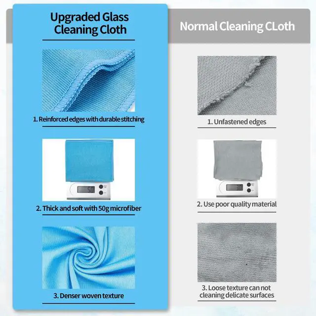 Alt view image 4 of 7 - HOMERHYME Microfiber Glass Cleaning Cloth - 10 Pack Polishing Cloths, 16" x 14" Window Cleaning Towel, Streak Free, Lint Free, Great for All Delicate Surface, Glasses, Stainless Steel, Windshield.