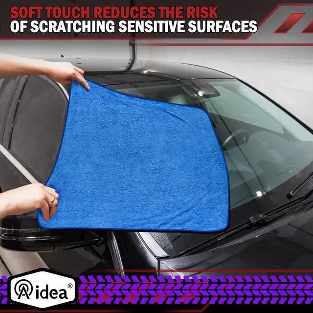 Alt view image 5 of 7 - AIDEA Microfiber Towels for Cars-2PK, Large Professional Car Drying Towel, Scratch-Free & Absorbent Drying Towel for Cars, SUVs, RVs, Trucks, and Boats, 24inx 31in, Blue