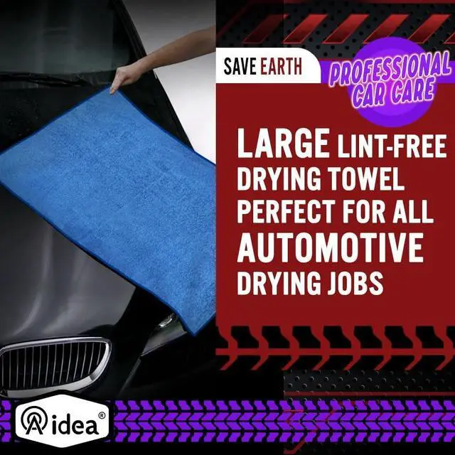 Alt view image 6 of 7 - AIDEA Microfiber Towels for Cars-2PK, Large Professional Car Drying Towel, Scratch-Free & Absorbent Drying Towel for Cars, SUVs, RVs, Trucks, and Boats, 24inx 31in, Blue