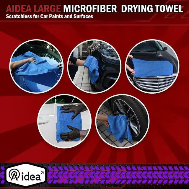 Alt view image 7 of 7 - AIDEA Microfiber Towels for Cars-2PK, Large Professional Car Drying Towel, Scratch-Free & Absorbent Drying Towel for Cars, SUVs, RVs, Trucks, and Boats, 24inx 31in, Blue