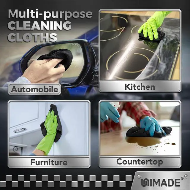 Alt view image 7 of 7 - UNIMADE Microfiber Cleaning Cloth, 24 Pack Reusable Microfiber Towels for Cars Lint Free Cleaning Shop Towel Rags for Home Kitchen Automotive Bar Mechanic Restaurant Garage, 11"x 12", Grey