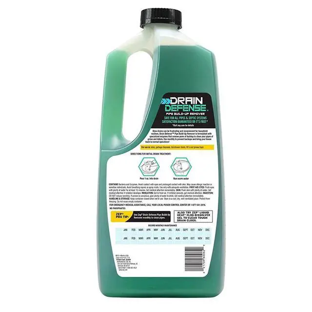 Alt view image 2 of 3 - Drain Defense Pipe Build-Up Remover - 64 Ounces - ZLDC648 - Professional Strength Liquid Pipe Build Up Remover,GREEN