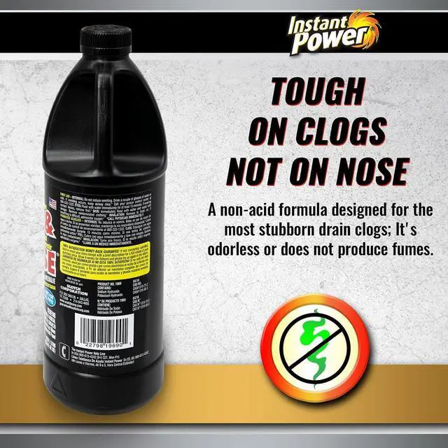 Alt view image 4 of 6 - Instant Power Hair and Grease Drain Cleaner - Shower Drain & Sink Cleaner, Liquid Clog Remover, Made in USA, Sink Deodorizer - 1 Liter (Pack of 2)