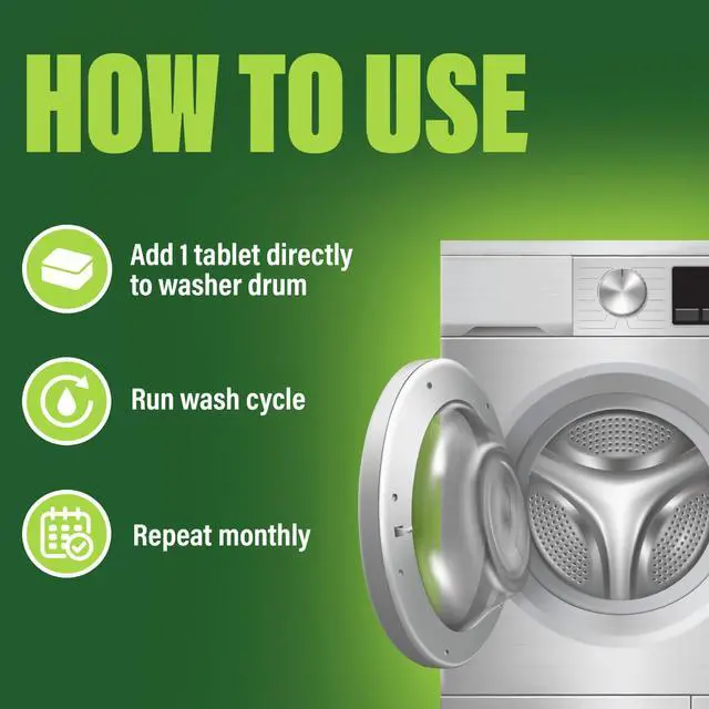 Alt view image 7 of 7 - Green Gobbler Premium Washing Machine Cleaner & Deodorizer Tablets with Pipe, Drain & Hose Clean Technology | Front & Top Load Washers | 28 Count