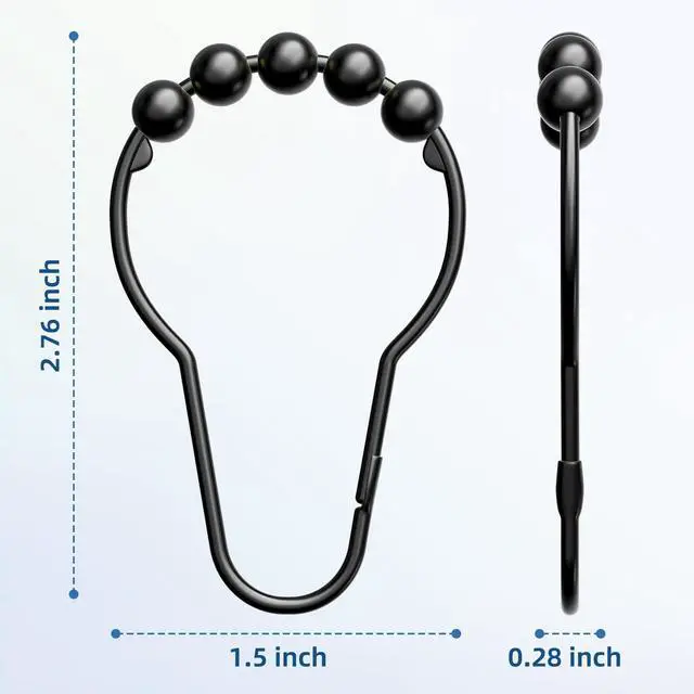 Alt view image 6 of 7 - Titanker Shower Curtain Rings Hooks, Rust-Resistant Metal Shower Curtain Hooks for Bathroom Shower Rods Shower Hooks Shower Rings for Curtain - Set of 12, Matte Black