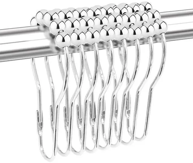 Main image of Yapicoco Shower Curtain Hooks Rings for Bathroom, 12PCS Chrome Stainless Steel Rust Resistant Shower Rings for Curtains Kitchen Utensils Bathroom Decorations, etc.