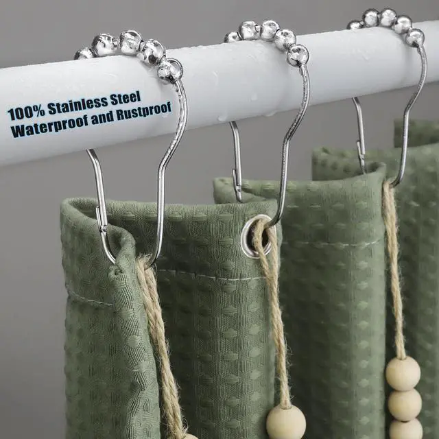 Alt view image 4 of 7 - Yapicoco Shower Curtain Hooks Rings for Bathroom, 12PCS Chrome Stainless Steel Rust Resistant Shower Rings for Curtains Kitchen Utensils Bathroom Decorations, etc.