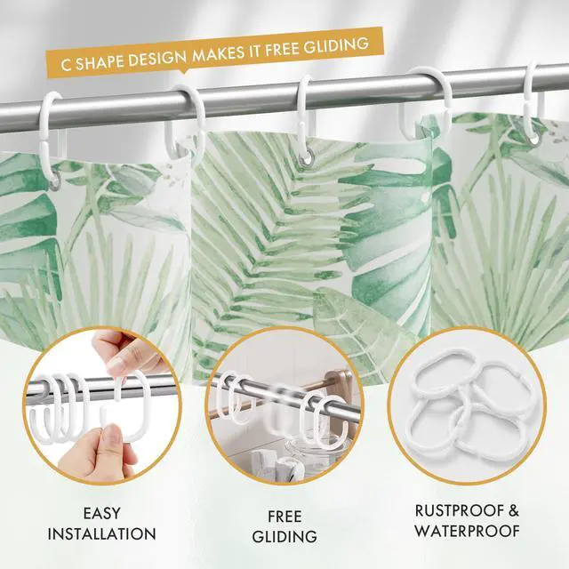 Alt view image 2 of 7 - Amazer White Shower Curtain Hooks Rings, 24 Pcs Plastic Shower Curtain Rings, Plastic Shower Curtain Hooks for Bathroom Shower Rod, White Shower Hooks Rings Loops for Shower Curtain