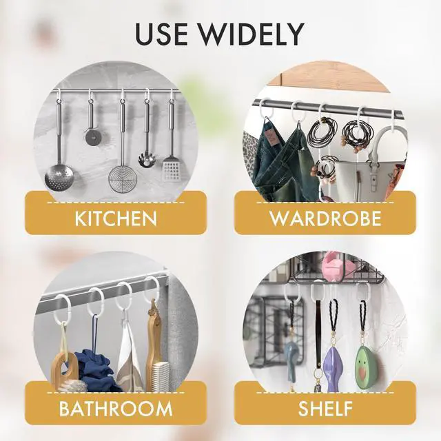 Alt view image 6 of 7 - Amazer White Shower Curtain Hooks Rings, 24 Pcs Plastic Shower Curtain Rings, Plastic Shower Curtain Hooks for Bathroom Shower Rod, White Shower Hooks Rings Loops for Shower Curtain