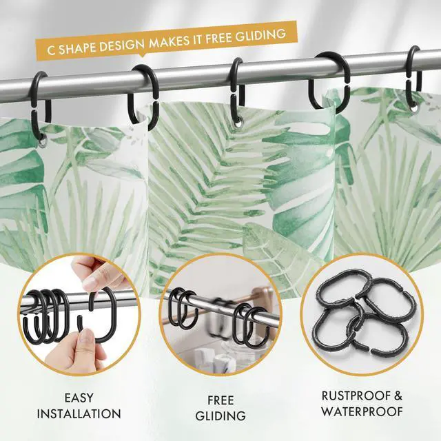 Alt view image 2 of 7 - Amazer Black Shower Curtain Hooks Rings, 24 Pcs Plastic Shower Curtain Rings, Plastic Shower Curtain Hooks for Bathroom Shower Rod, Black Shower Hooks Rings Loops for Shower Curtain