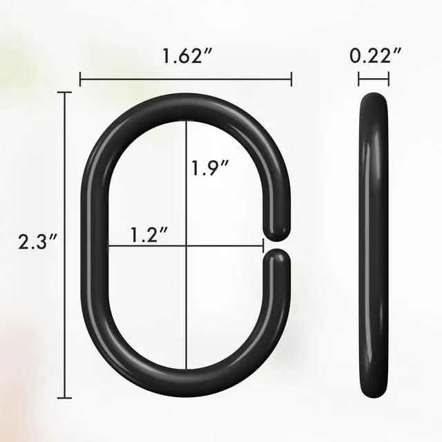 Alt view image 4 of 7 - Amazer Black Shower Curtain Hooks Rings, 24 Pcs Plastic Shower Curtain Rings, Plastic Shower Curtain Hooks for Bathroom Shower Rod, Black Shower Hooks Rings Loops for Shower Curtain