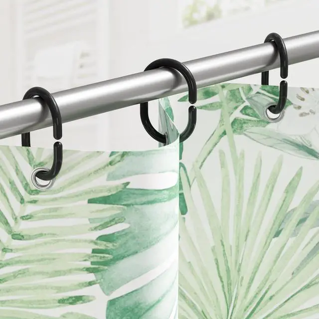 Alt view image 5 of 7 - Amazer Black Shower Curtain Hooks Rings, 24 Pcs Plastic Shower Curtain Rings, Plastic Shower Curtain Hooks for Bathroom Shower Rod, Black Shower Hooks Rings Loops for Shower Curtain
