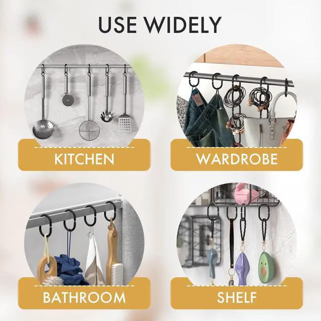 Alt view image 6 of 7 - Amazer Black Shower Curtain Hooks Rings, 24 Pcs Plastic Shower Curtain Rings, Plastic Shower Curtain Hooks for Bathroom Shower Rod, Black Shower Hooks Rings Loops for Shower Curtain