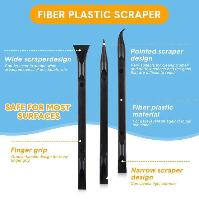 Alt view image 2 of 7 - 9 Pieces Plastic Scraper Tool Scratch Free Crevice Cleaning Sticker Remover Tool Multipurpose Non Scratch Scrapers for Tight Spaces, Kitchen, Crevices, Auto Detailing, Paint