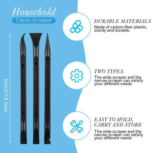 Alt view image 3 of 7 - 9 Pieces Plastic Scraper Tool Scratch Free Crevice Cleaning Sticker Remover Tool Multipurpose Non Scratch Scrapers for Tight Spaces, Kitchen, Crevices, Auto Detailing, Paint