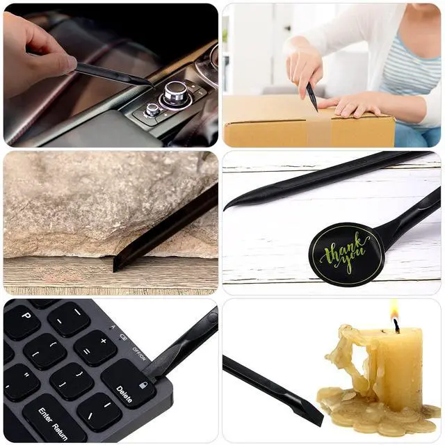 Alt view image 5 of 7 - 9 Pieces Plastic Scraper Tool Scratch Free Crevice Cleaning Sticker Remover Tool Multipurpose Non Scratch Scrapers for Tight Spaces, Kitchen, Crevices, Auto Detailing, Paint