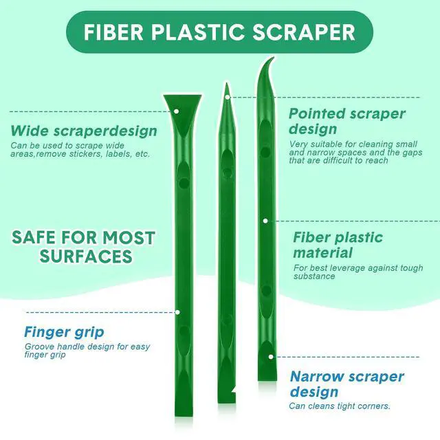 Alt view image 2 of 7 - 9 Pieces Plastic Scraper Tool Scratch Free Crevice Cleaning Sticker Remover Tool Multipurpose Non Scratch Scrapers for Tight Spaces, Kitchen, Crevices, Auto Detailing, Paint