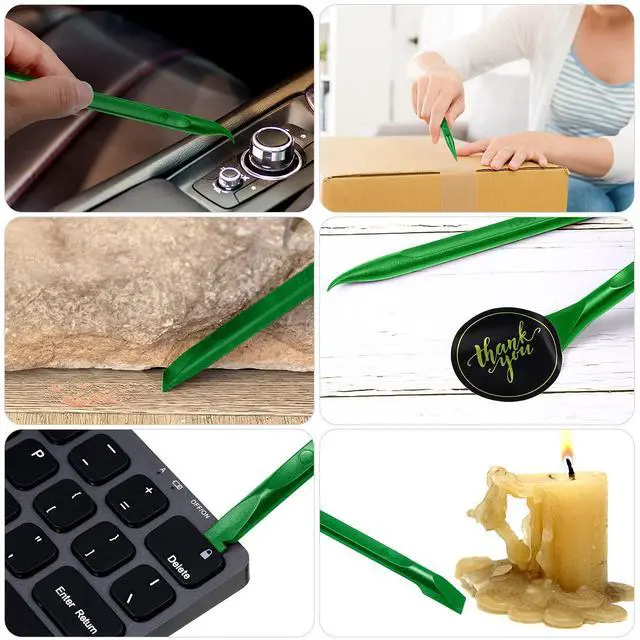 Alt view image 5 of 7 - 9 Pieces Plastic Scraper Tool Scratch Free Crevice Cleaning Sticker Remover Tool Multipurpose Non Scratch Scrapers for Tight Spaces, Kitchen, Crevices, Auto Detailing, Paint