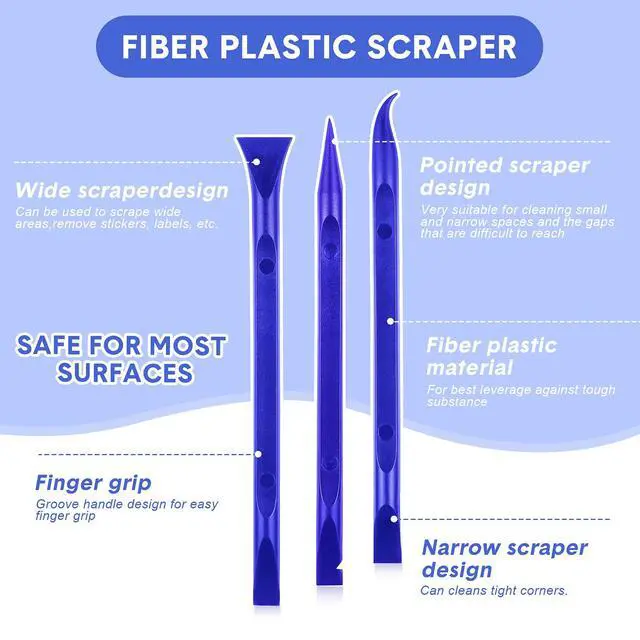 Alt view image 2 of 7 - 9 Pieces Plastic Scraper Tool Scratch Free Crevice Cleaning Sticker Remover Tool Multipurpose Non Scratch Scrapers for Tight Spaces, Kitchen, Crevices, Auto Detailing, Paint