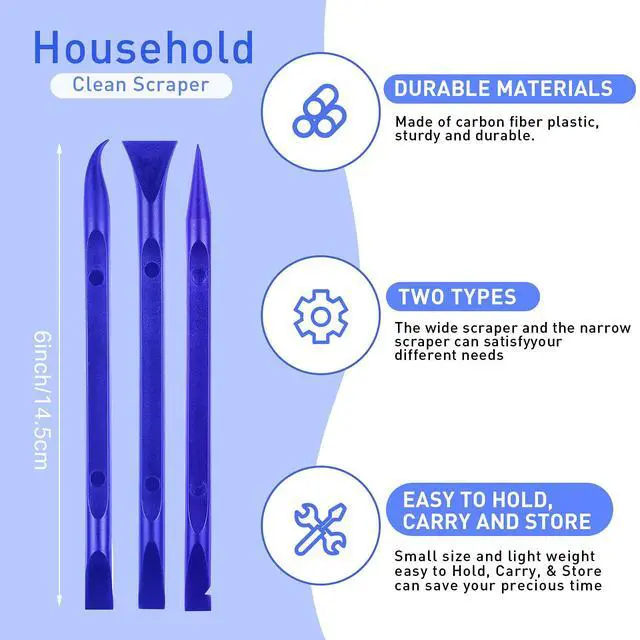 Alt view image 3 of 7 - 9 Pieces Plastic Scraper Tool Scratch Free Crevice Cleaning Sticker Remover Tool Multipurpose Non Scratch Scrapers for Tight Spaces, Kitchen, Crevices, Auto Detailing, Paint