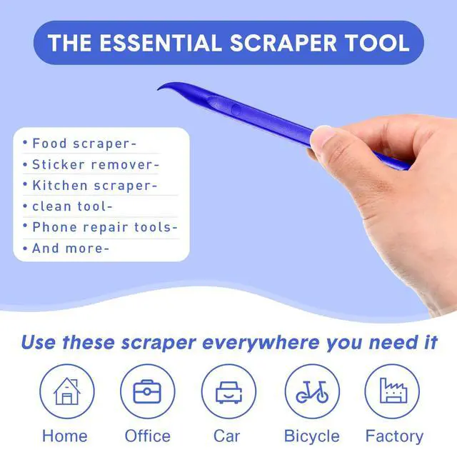 Alt view image 4 of 7 - 9 Pieces Plastic Scraper Tool Scratch Free Crevice Cleaning Sticker Remover Tool Multipurpose Non Scratch Scrapers for Tight Spaces, Kitchen, Crevices, Auto Detailing, Paint