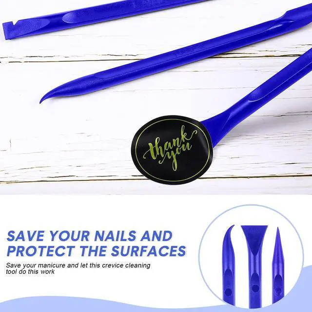 Alt view image 6 of 7 - 9 Pieces Plastic Scraper Tool Scratch Free Crevice Cleaning Sticker Remover Tool Multipurpose Non Scratch Scrapers for Tight Spaces, Kitchen, Crevices, Auto Detailing, Paint