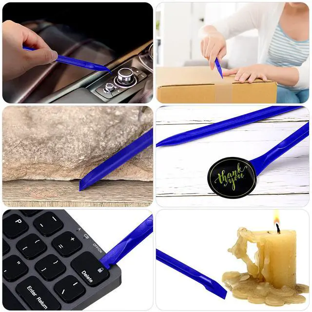 Alt view image 5 of 7 - 9 Pieces Plastic Scraper Tool Scratch Free Crevice Cleaning Sticker Remover Tool Multipurpose Non Scratch Scrapers for Tight Spaces, Kitchen, Crevices, Auto Detailing, Paint