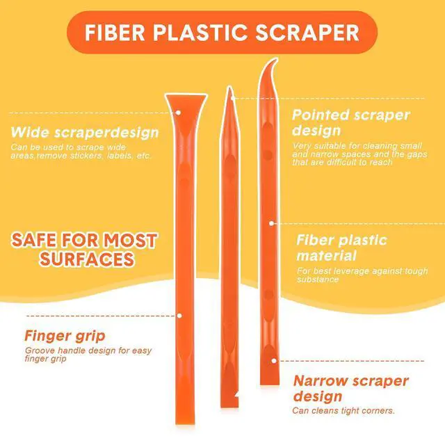 Alt view image 2 of 7 - 9 Pieces Plastic Scraper Tool Scratch Free Crevice Cleaning Sticker Remover Tool Multipurpose Non Scratch Scrapers for Tight Spaces, Kitchen, Crevices, Auto Detailing, Paint