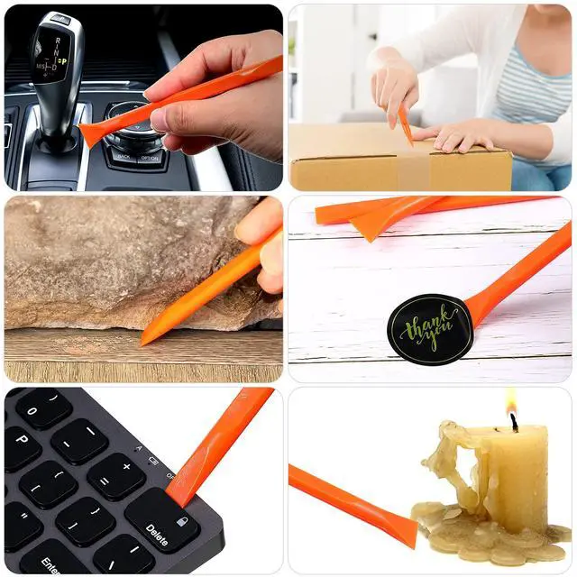 Alt view image 5 of 7 - 9 Pieces Plastic Scraper Tool Scratch Free Crevice Cleaning Sticker Remover Tool Multipurpose Non Scratch Scrapers for Tight Spaces, Kitchen, Crevices, Auto Detailing, Paint