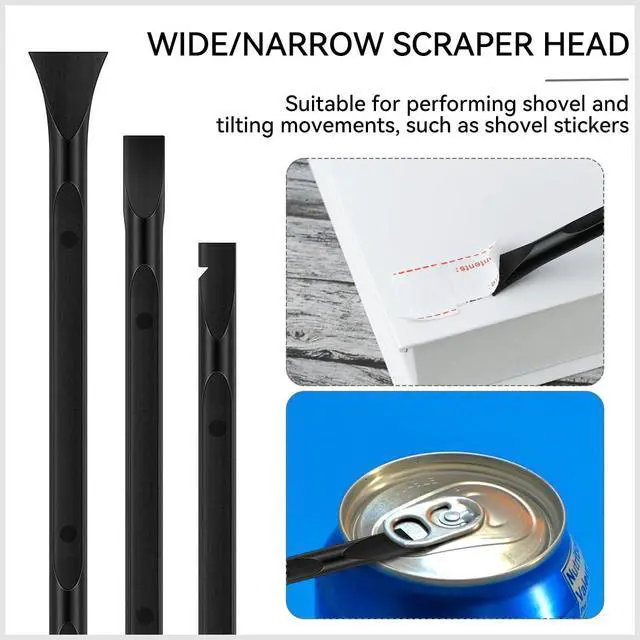 Alt view image 3 of 7 - 9 Pieces Plastic Scraper Tool for Tight Spaces, Non-Scratch Kitchen Scraper Cleaning Pen, Perfect for Remove Stickers, Labels, Oil Stains, Food, Dirt (Black)