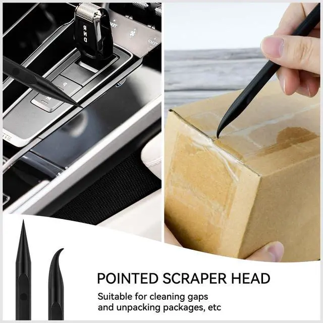 Alt view image 4 of 7 - 9 Pieces Plastic Scraper Tool for Tight Spaces, Non-Scratch Kitchen Scraper Cleaning Pen, Perfect for Remove Stickers, Labels, Oil Stains, Food, Dirt (Black)
