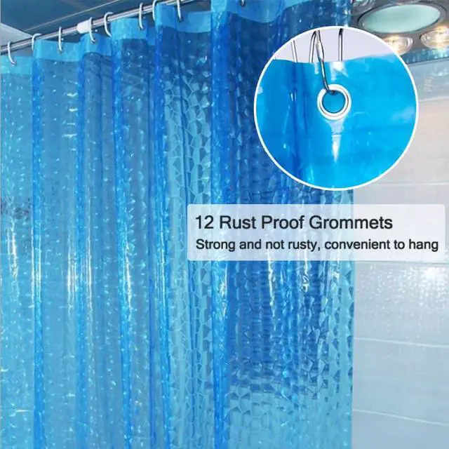 Alt view image 2 of 7 - LQFMEHOT EVA Blue Shower Curtain Liner, 3D Water Cube 5G Shower Liner with 12 Rustproof Metal Grommets and Weighted Magnets, Waterproof Duty for Bathroom 72 x 72