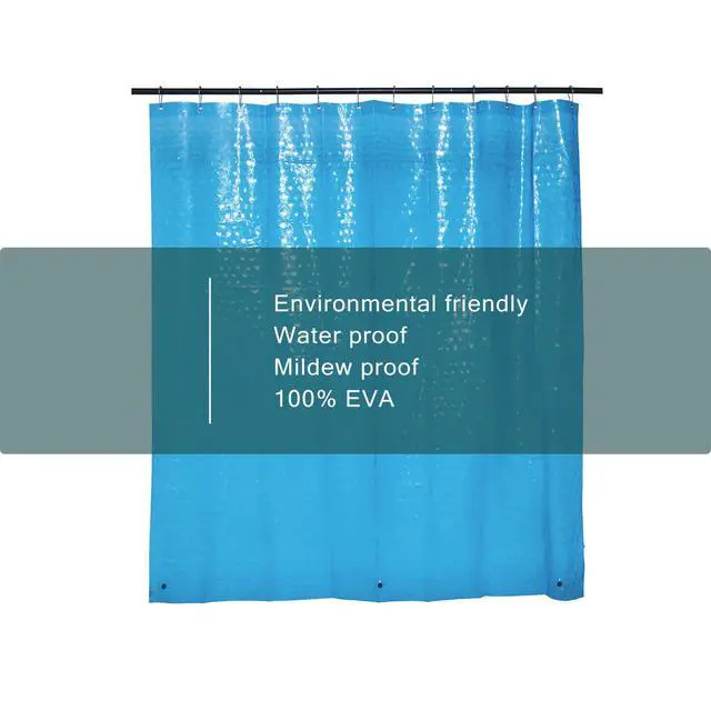 Alt view image 6 of 7 - LQFMEHOT EVA Blue Shower Curtain Liner, 3D Water Cube 5G Shower Liner with 12 Rustproof Metal Grommets and Weighted Magnets, Waterproof Duty for Bathroom 72 x 72